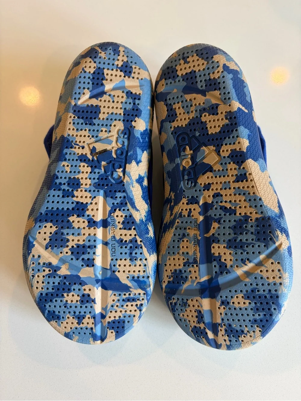 adidas Kids Royal Blue Slip-On Water Shoes with Camo Toe